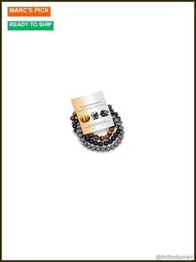 Healing Crystal Bracelet Tiger Eye Hematite Black Obsidian Natural Stone Beaded